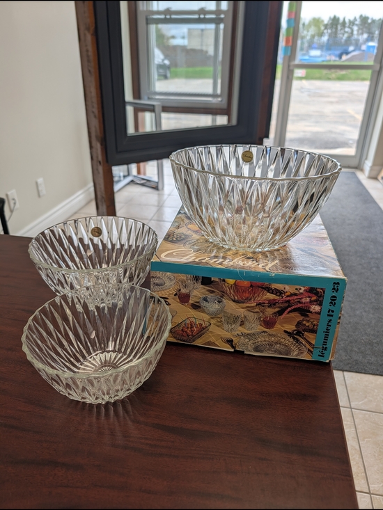 Duralex Other - Vintage Duralex Chambord Nesting Bowls- 1960's Diamond Pattern NOS Rare Set Of 3